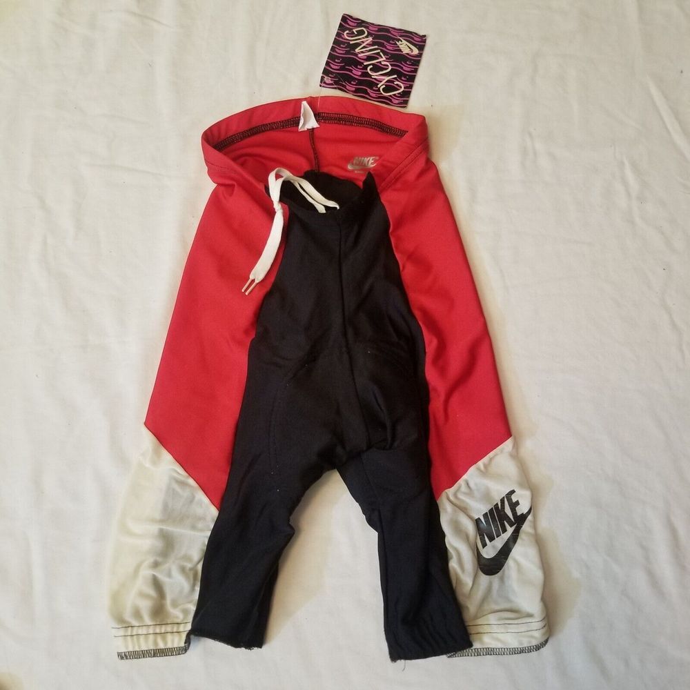 Vintage Nike Bike Cycling Unisex Shorts Size XS Black Red White Padded Deadstock